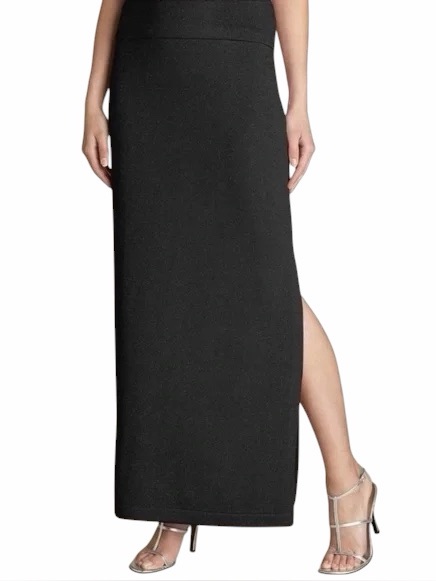 St. John Basics Black Santana Maxi Knit Skirt W/ Slit